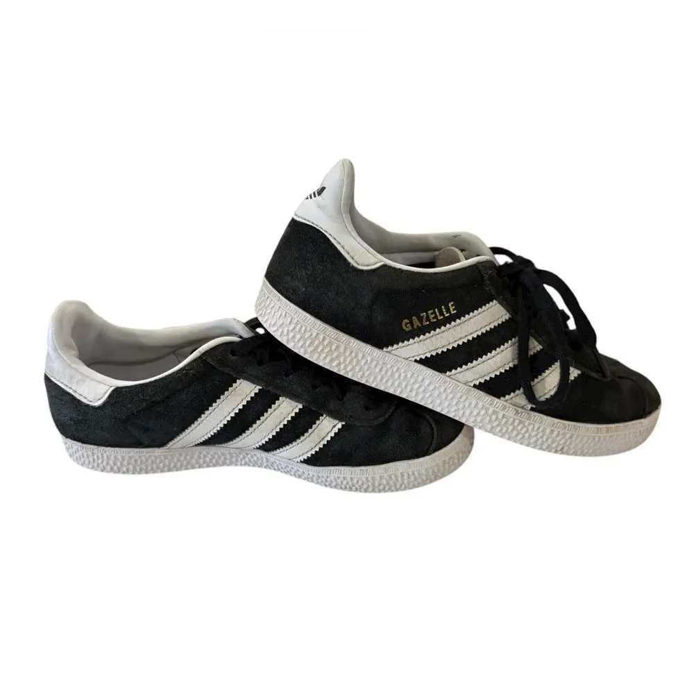 Adidas Gazelle Black & White Suede Sneakers Youth Kids Size 1 Stripes Retro